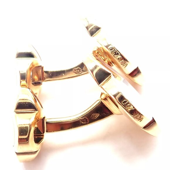 Van Cleef & Arpels 18k Yellow Gold Pure Alhambra Mother Of Pearl Cufflinks Cert. - Picture 9 of 12